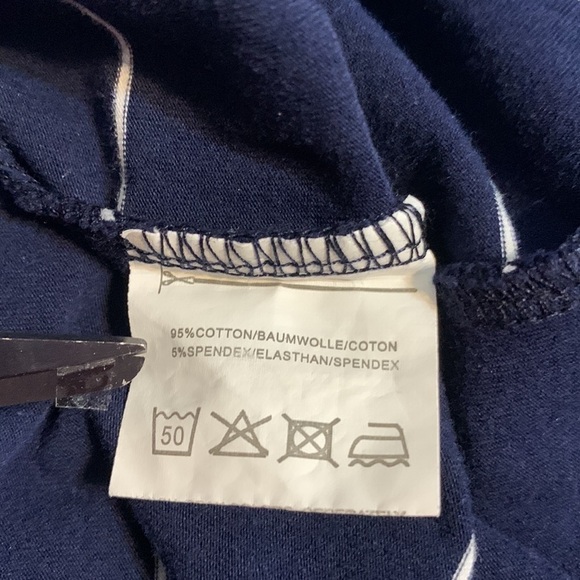 Merokeety Women’s Short Sleeve Striped T-Shirt Contrasting Pocket Sleeves Size M - Picture 6 of 6